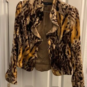 Carmen Marc Valvo Leopard Print Teddy Jacket